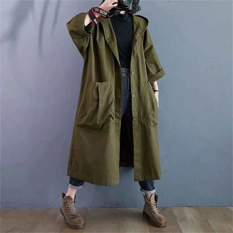 Oversized Hooded Trench Coat