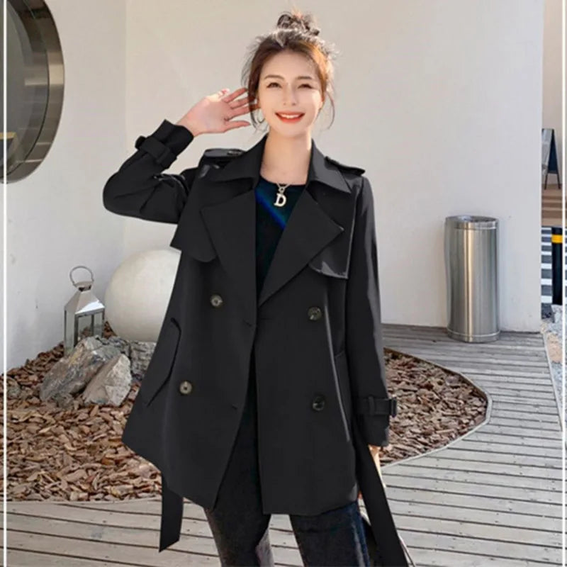 Relaxed Belted Double-Breasted Trench Coat - Isabella Mae