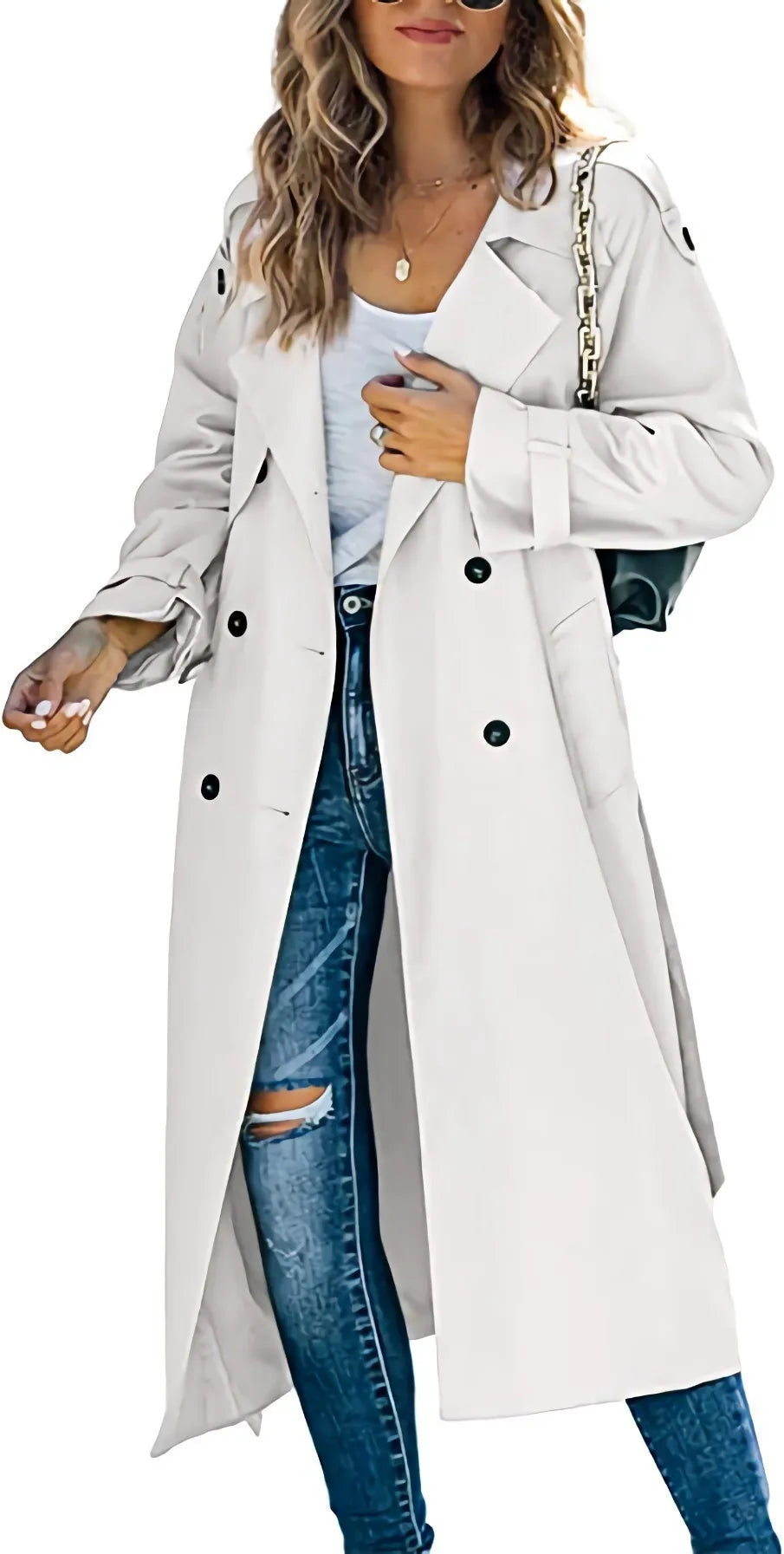 Long Double-Breasted Trench Coat - Isabella Mae