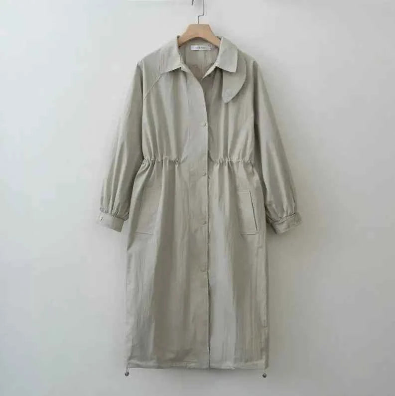 Drawstring Waist Trench Coat