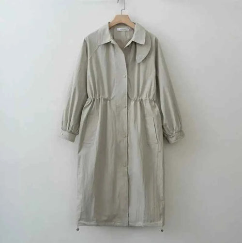 Drawstring Waist Trench Coat