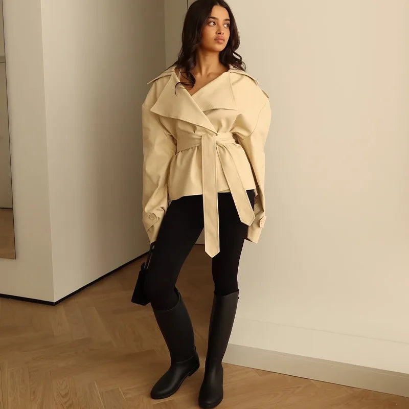 Cropped Belted Trench Jacket - Isabella Mae