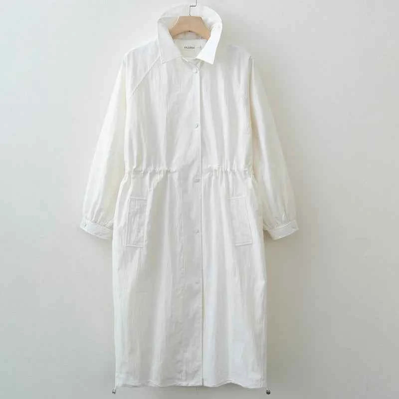 Drawstring Waist Trench Coat