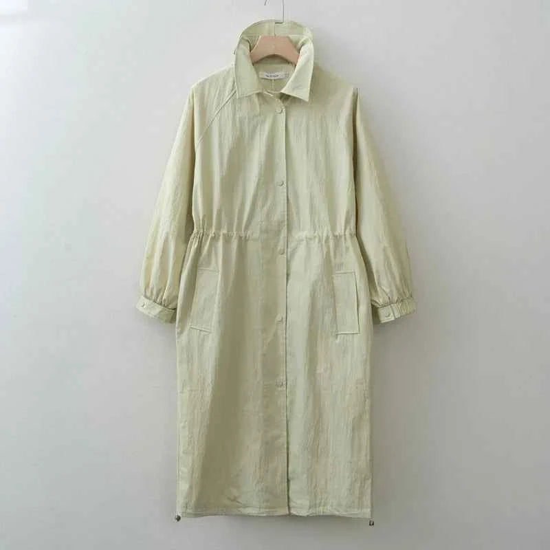 Drawstring Waist Trench Coat