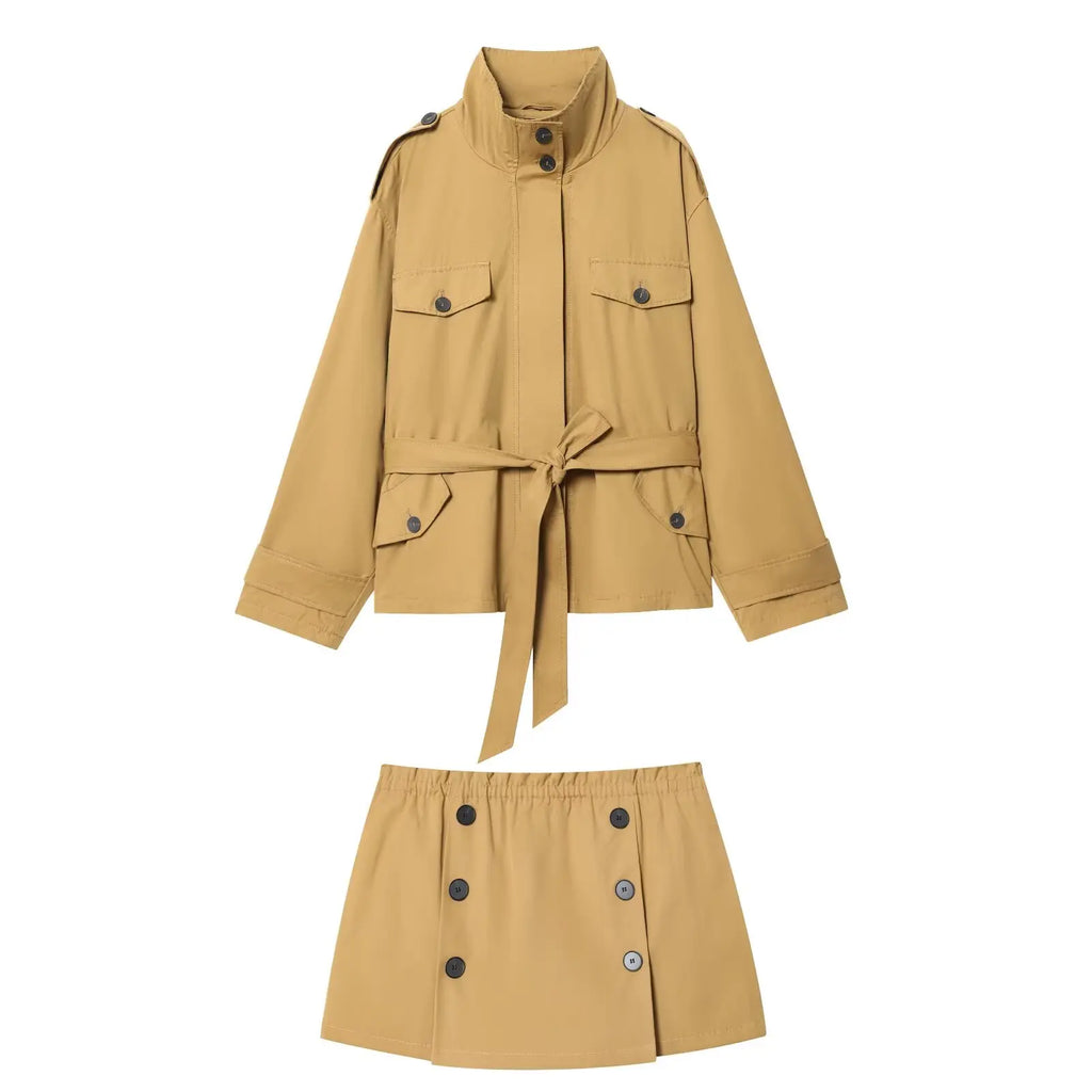 Belted Utility Jacket & Mini Skort Set - Isabella Mae