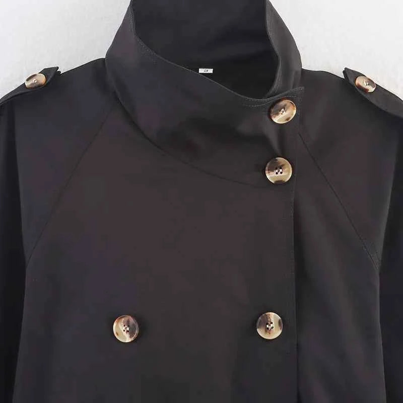 Cropped Double-Breasted Trench Coat