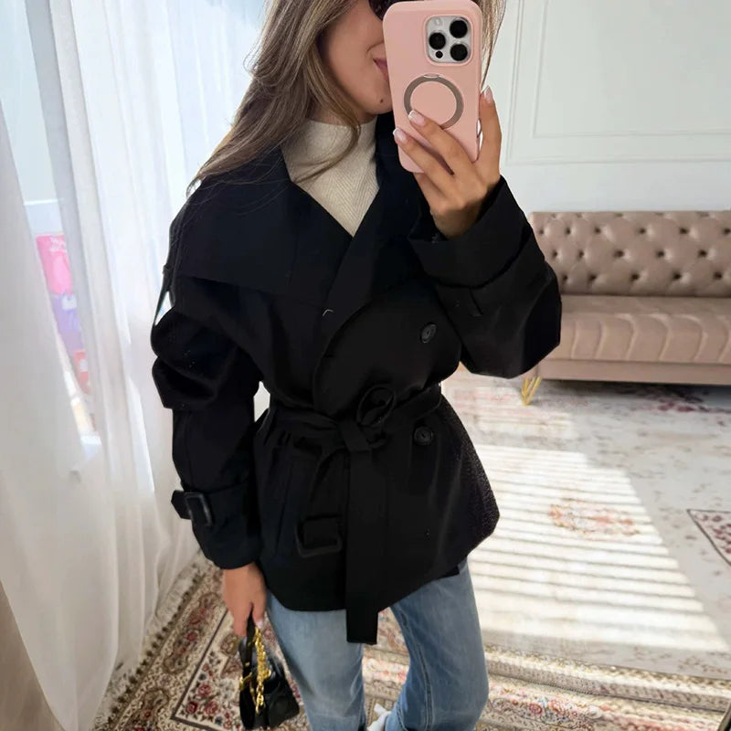 Belted Cropped Trench Jacket - Isabella Mae
