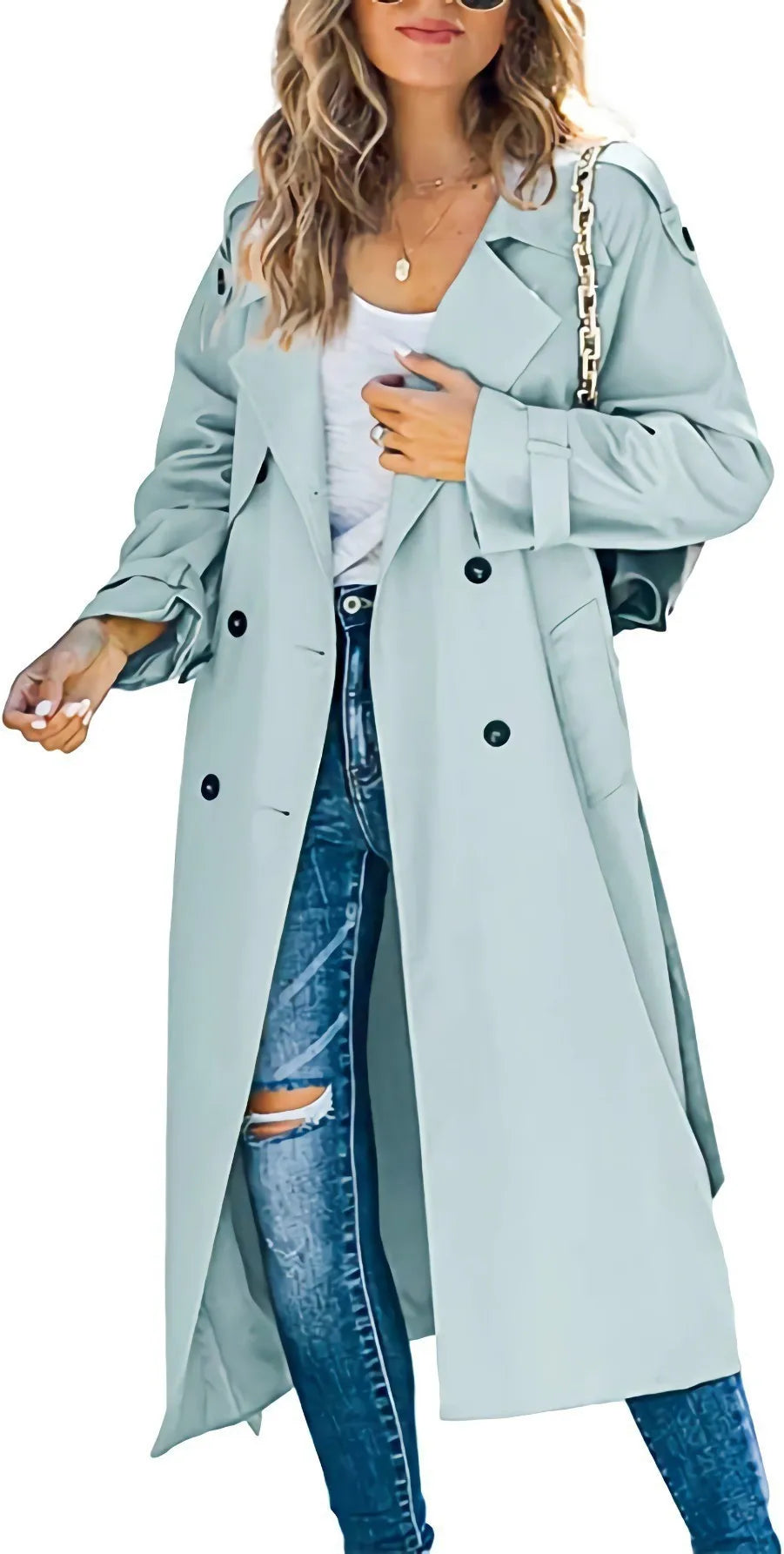 Long Double-Breasted Trench Coat - Isabella Mae