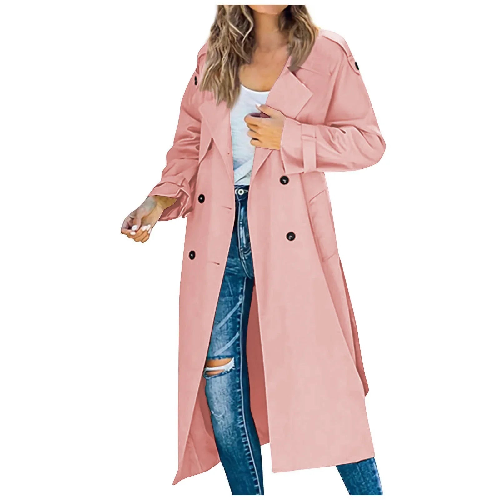 Long Double-Breasted Trench Coat - Isabella Mae