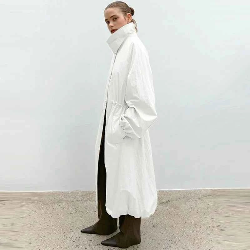 Drawstring Waist Trench Coat