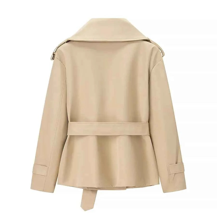 Belted Cropped Trench Jacket