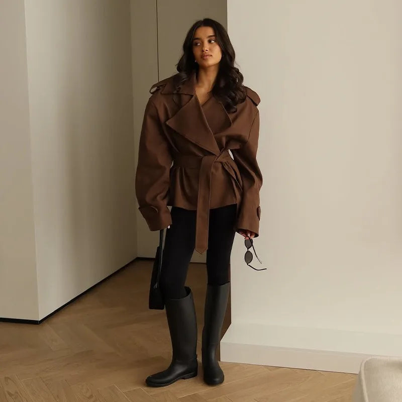 Cropped Belted Trench Jacket - Isabella Mae