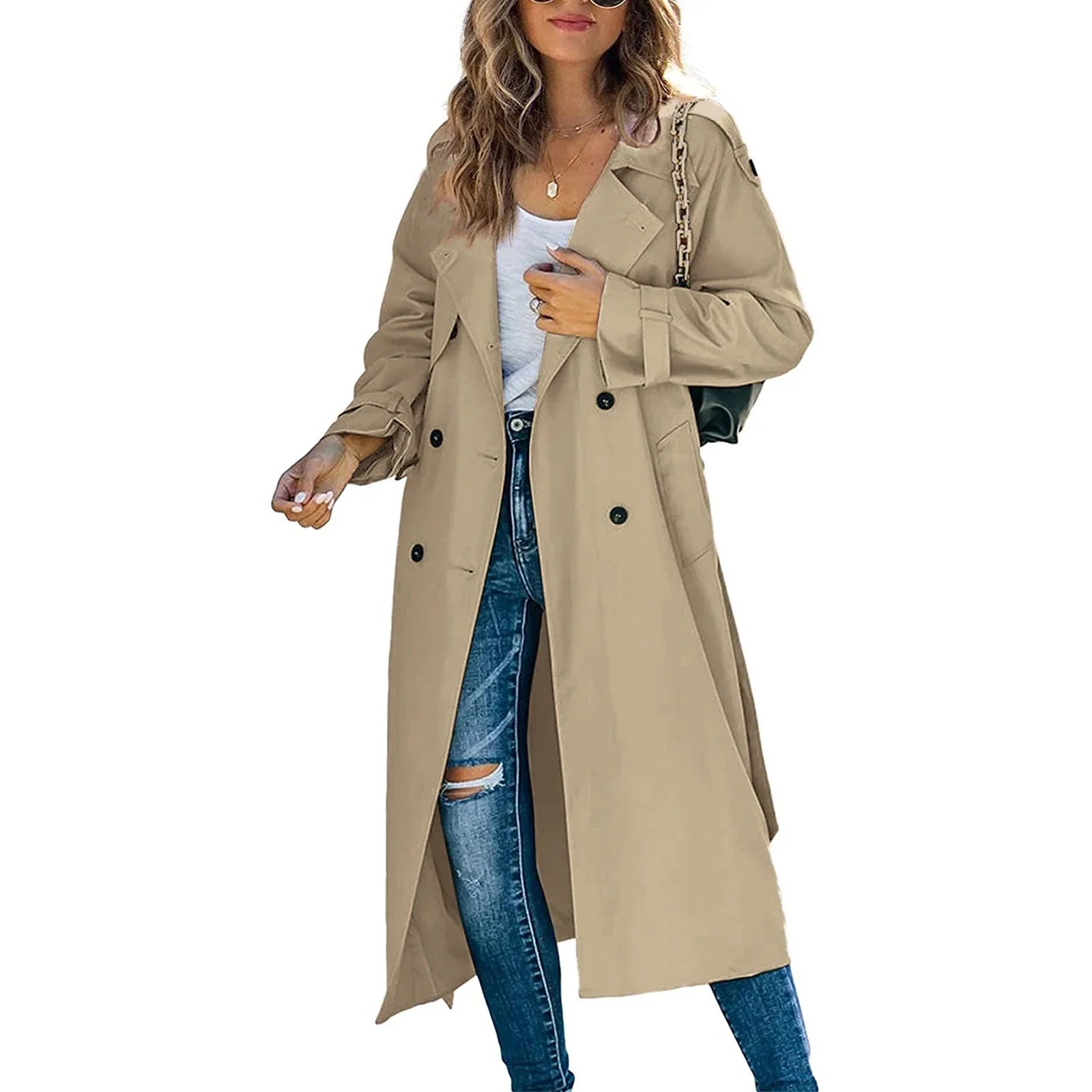 Belted Double-Breasted Trench Coat - Isabella Mae