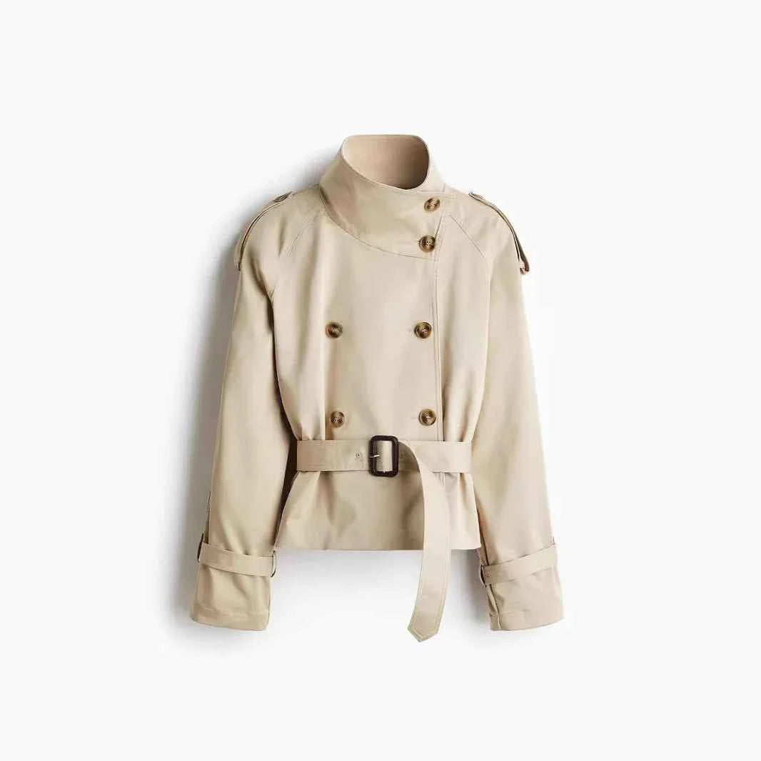 Belted Cropped Trench Jacket