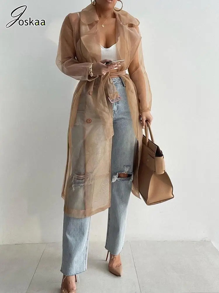 Sheer Longline Trench Coat - Isabella Mae