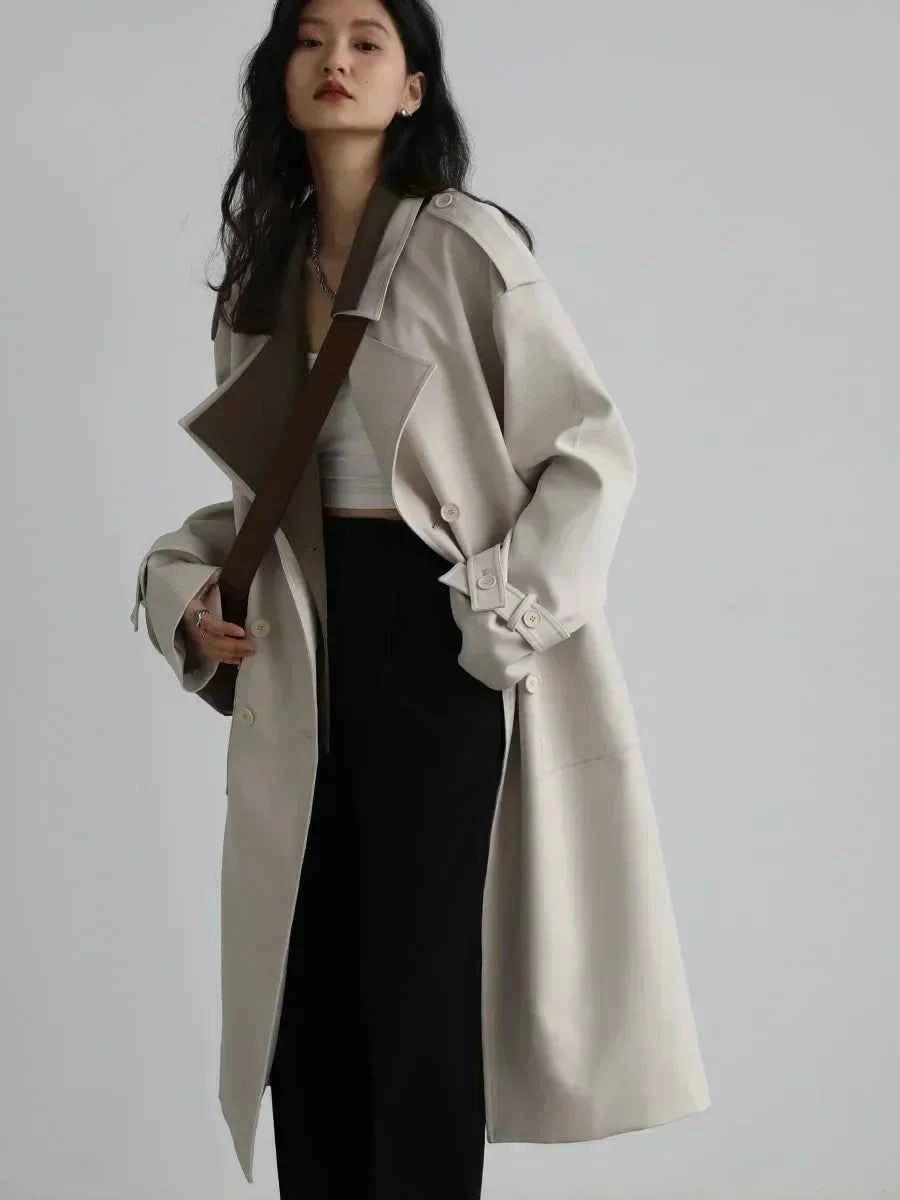 Contrast Lapel Trench Coat