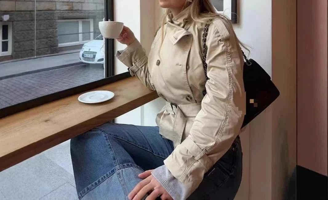 Belted Cropped Trench Jacket