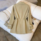 Drawstring Double-Breasted Trench Coat - Isabella Mae
