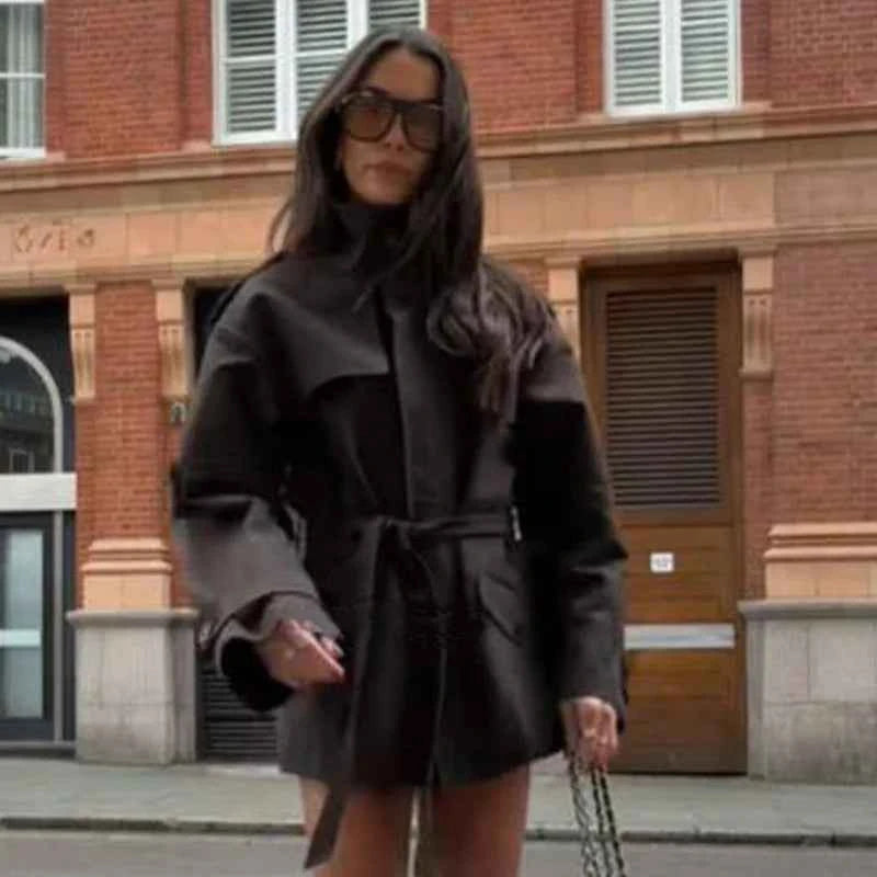 Belted Short Trench Jacket