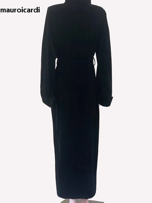 Velvet Belted Trench Coat