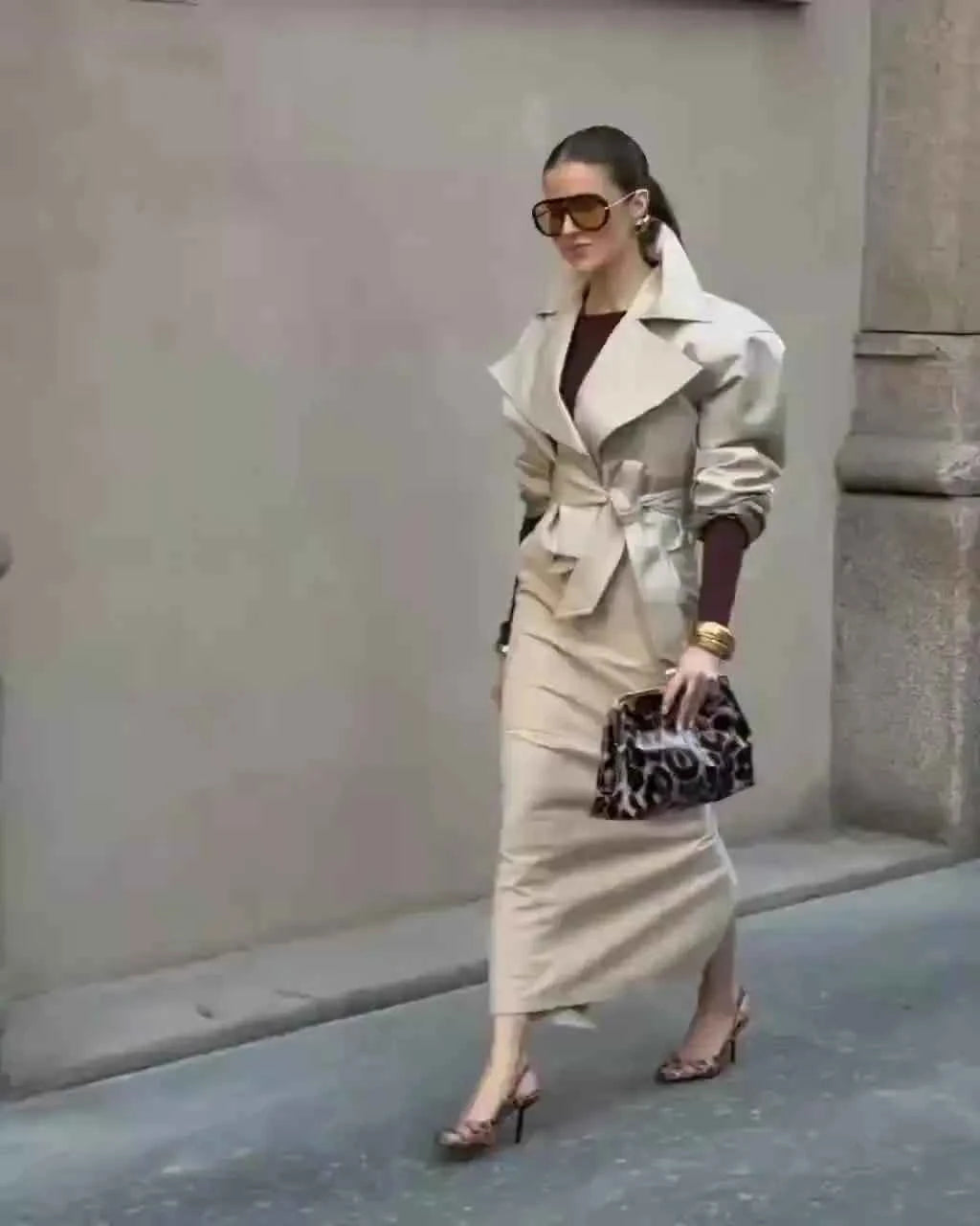 Belted Cropped Trench Jacket