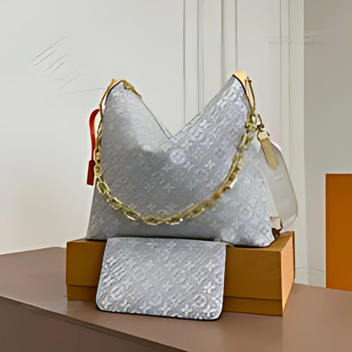 Chain Trim Hobo Shoulder Bag