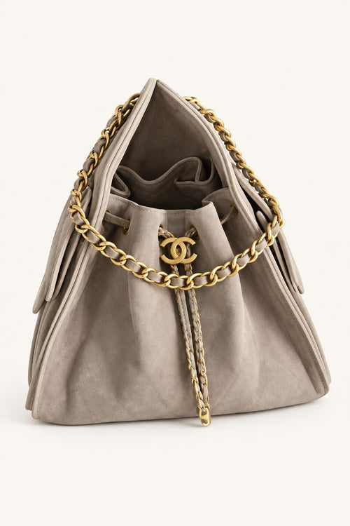 Quilted Chain Handle Bucket Bag