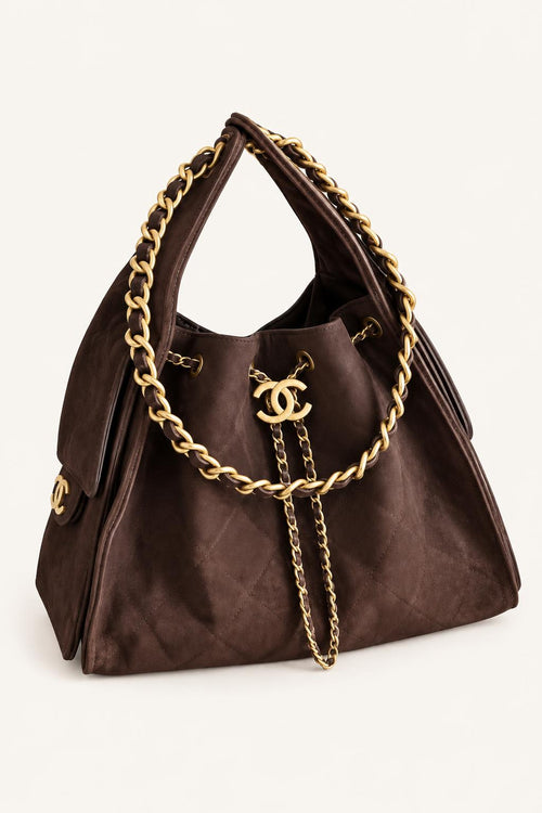 Quilted Chain Handle Bucket Bag