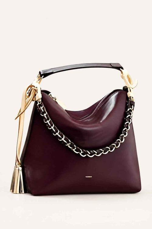 Chain Trim Hobo Shoulder Bag