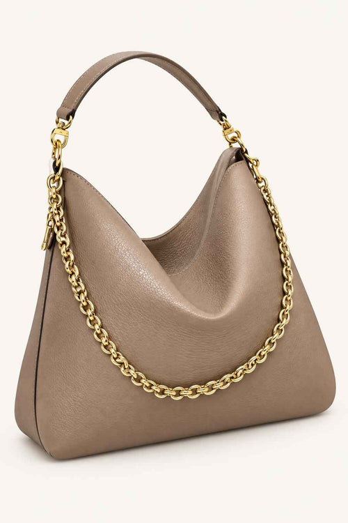 Chain Trim Hobo Shoulder Bag
