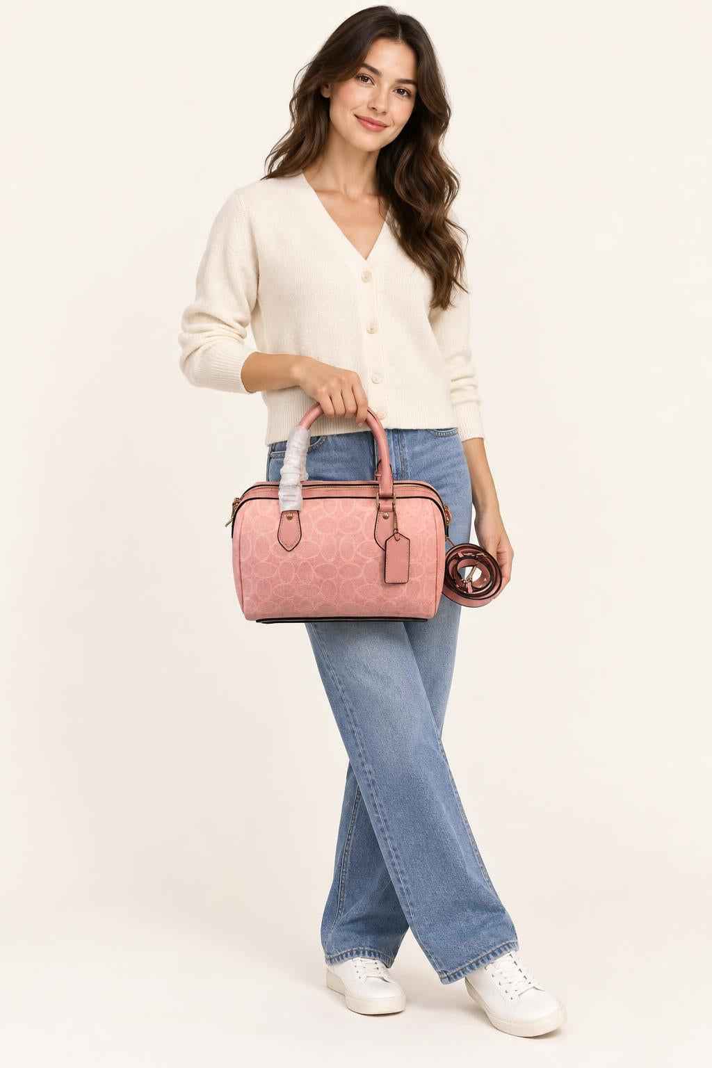 Circular Print Satchel Handbag