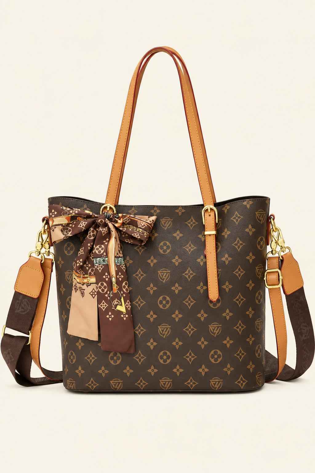 Scarf Bow Monogram Tote