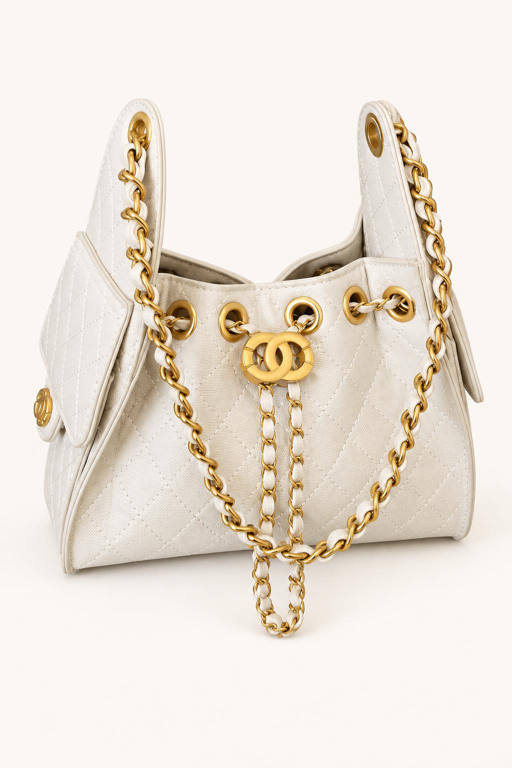 Quilted Chain Handle Shoulder Bag