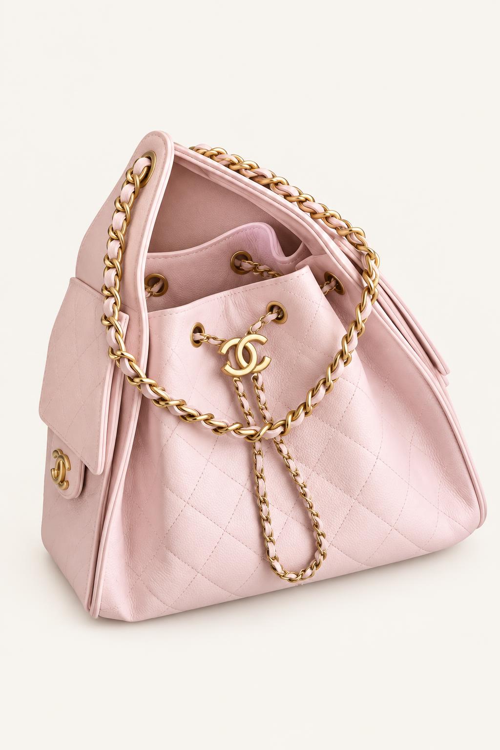 Quilted Chain Handle Bucket Bag