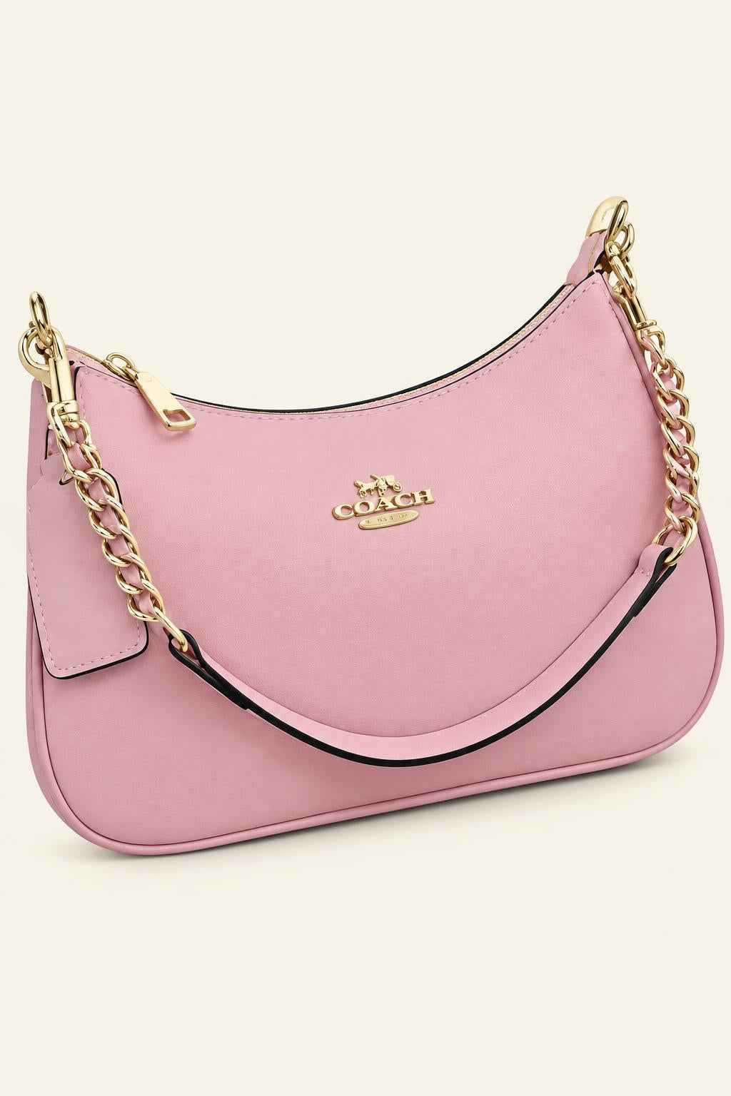 Curved Zip Top Shoulder Bag