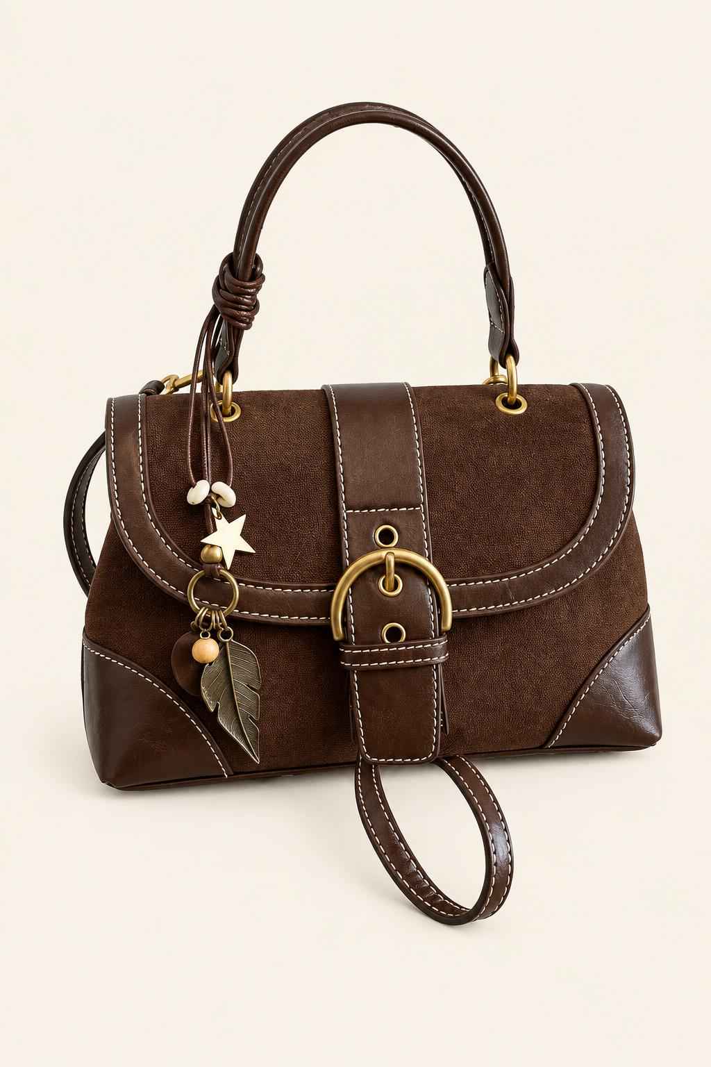 Color Block Buckle Satchel