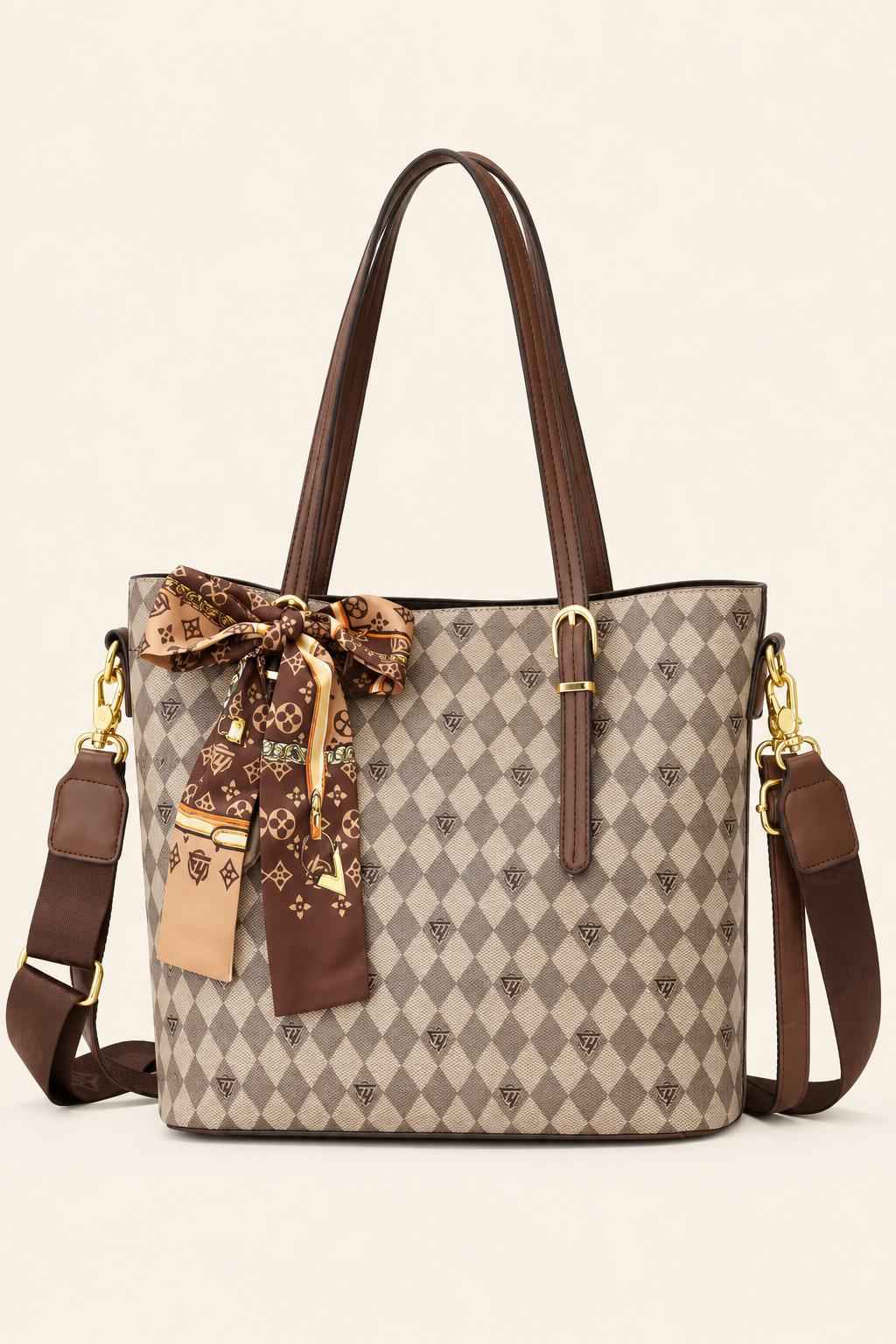 Scarf Bow Monogram Tote