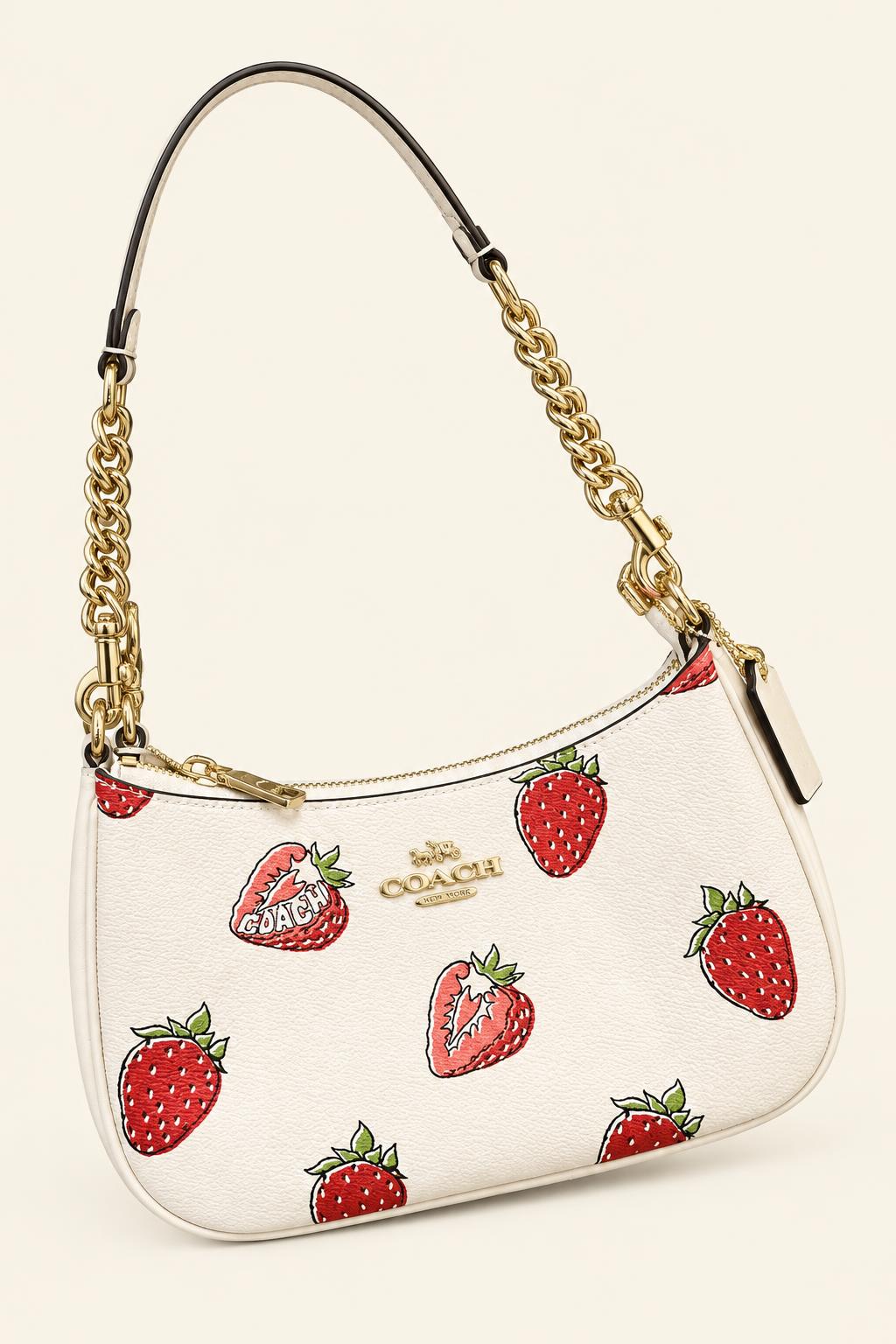 Printed Chain Accent Shoulder Bag