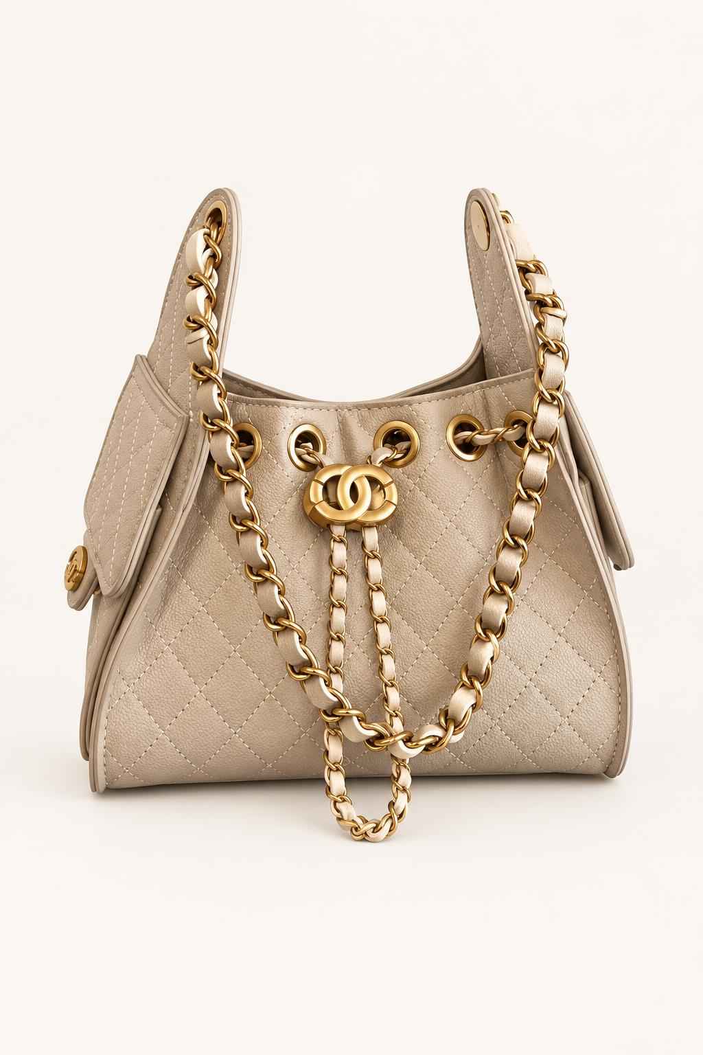 Quilted Chain Handle Shoulder Bag