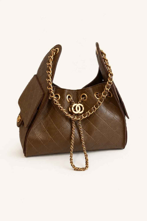 Quilted Chain Handle Shoulder Bag