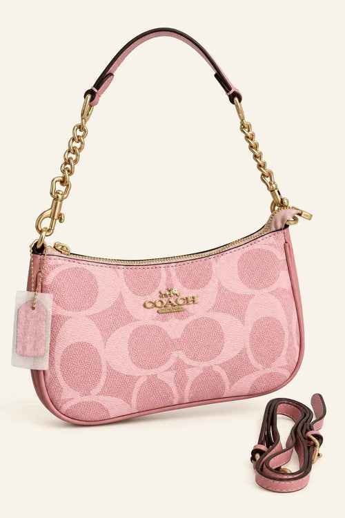 Printed Chain Accent Shoulder Bag