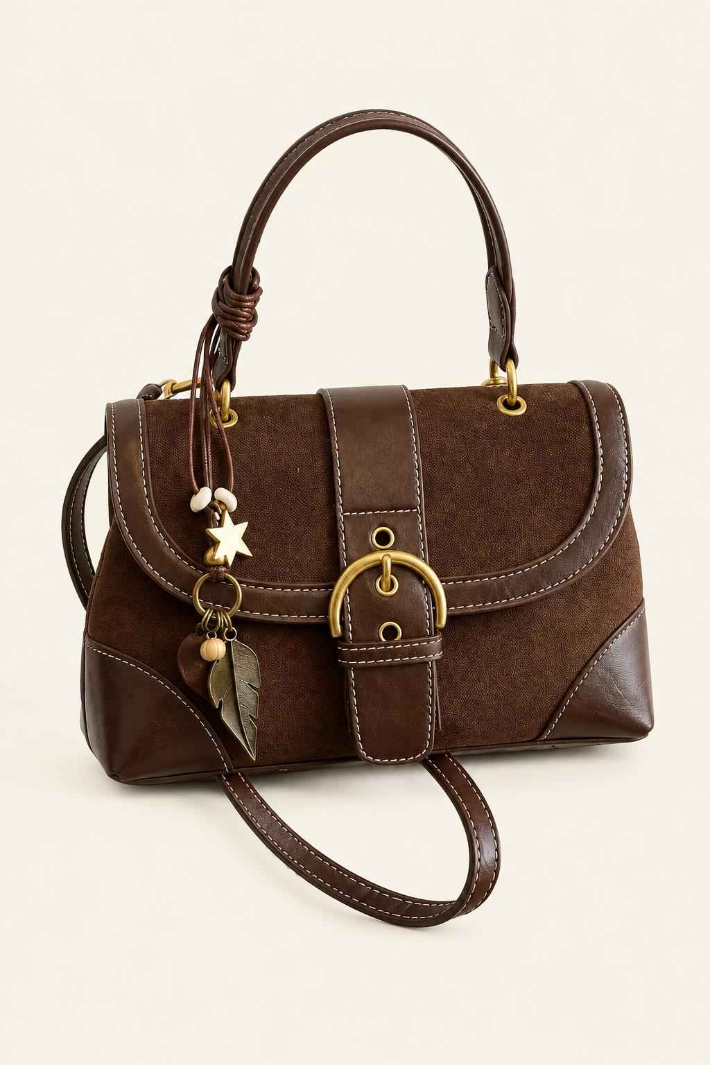 Color Block Buckle Satchel