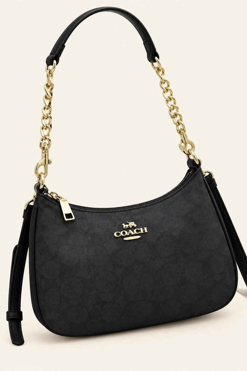 Curved Zip Top Shoulder Bag