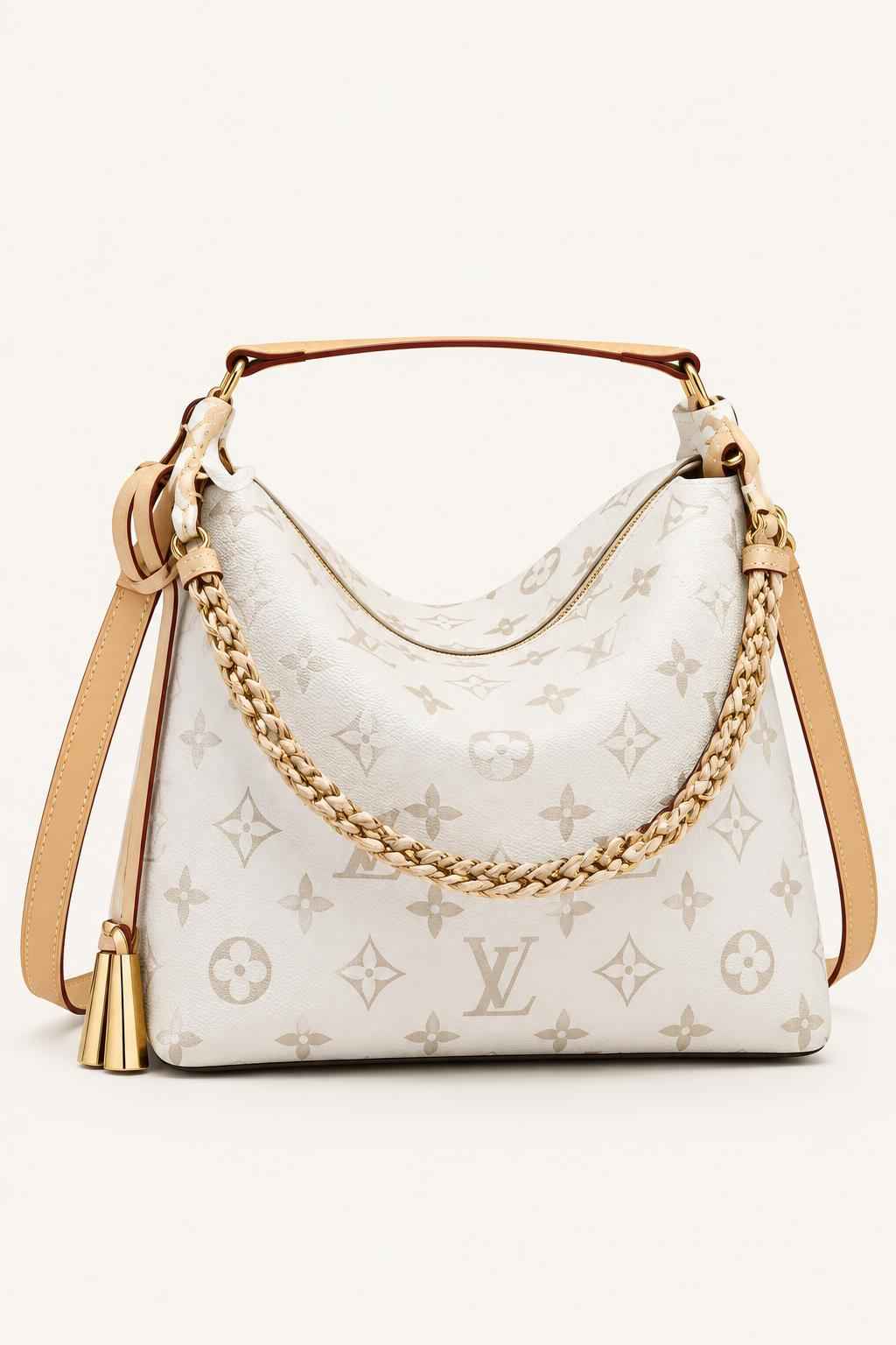 Chain Trim Hobo Shoulder Bag