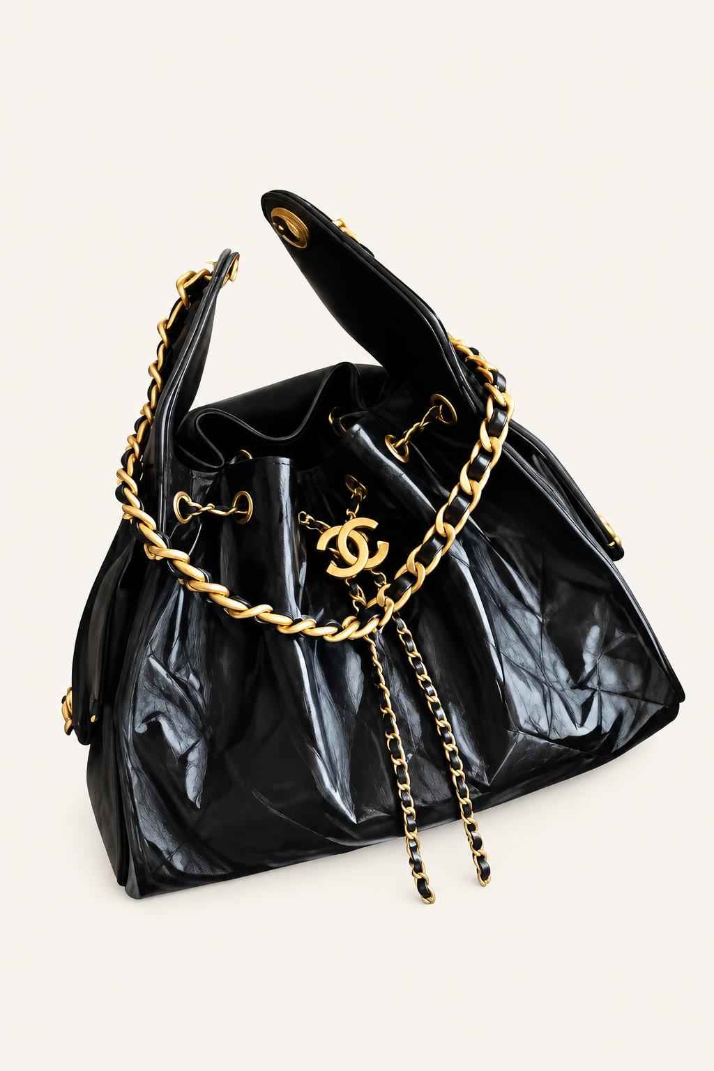 Quilted Chain Handle Bucket Bag