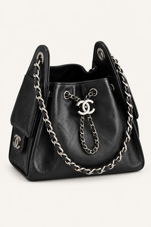 Quilted Chain Handle Bucket Bag