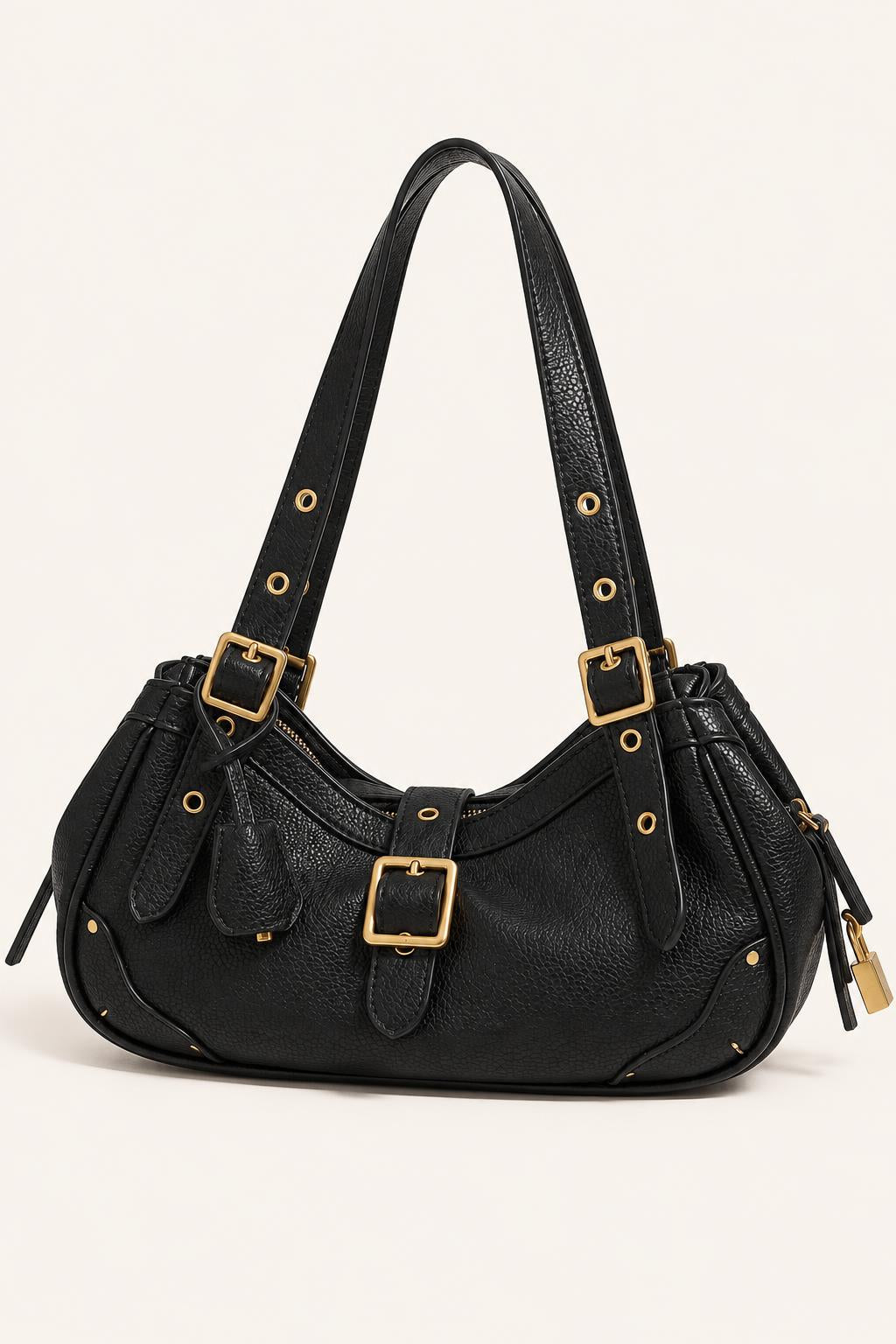 Buckle Detail Slouchy Shoulder Bag