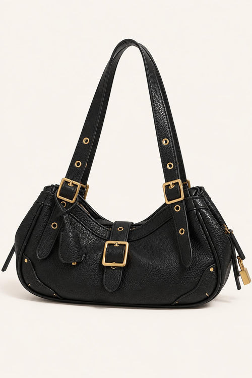 Buckle Detail Slouchy Shoulder Bag
