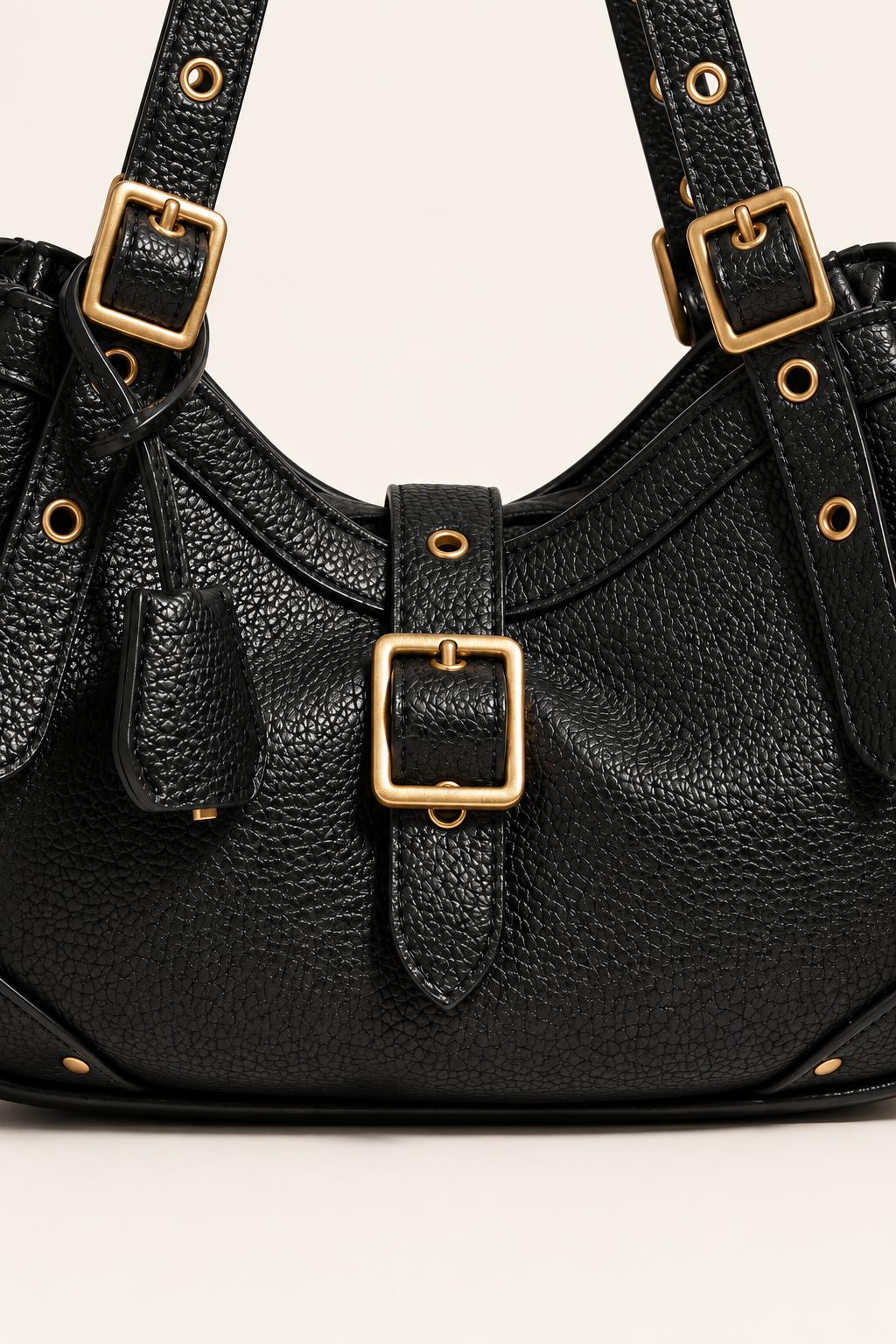 Buckle Detail Slouchy Shoulder Bag