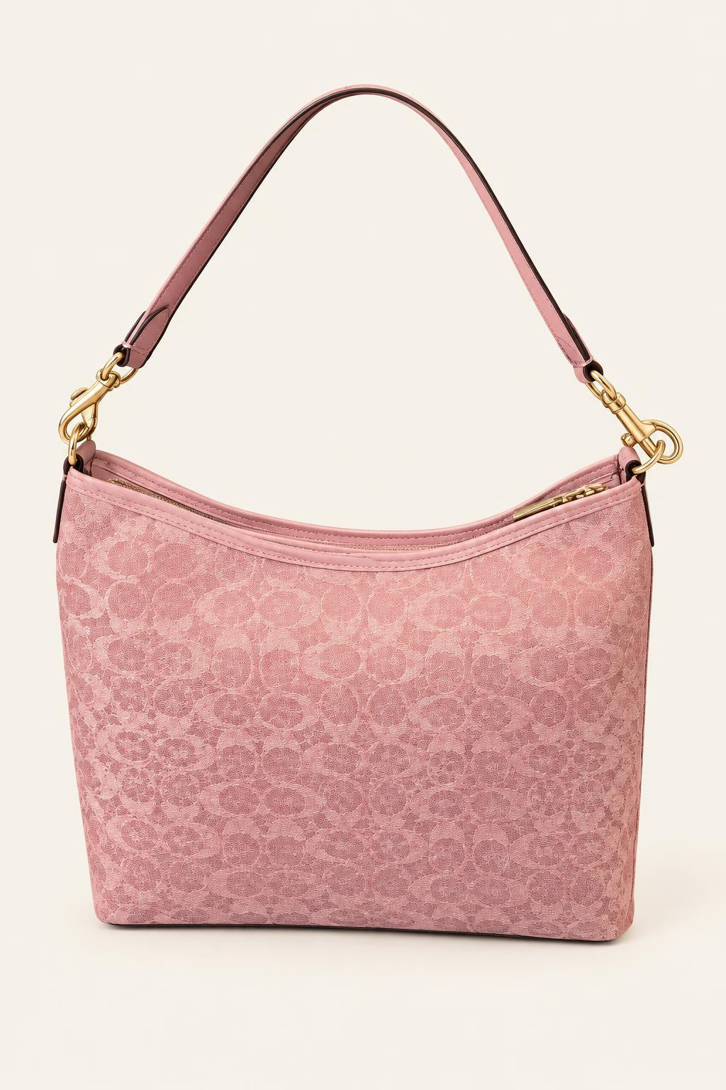 Pink Circular Print Hobo Bag